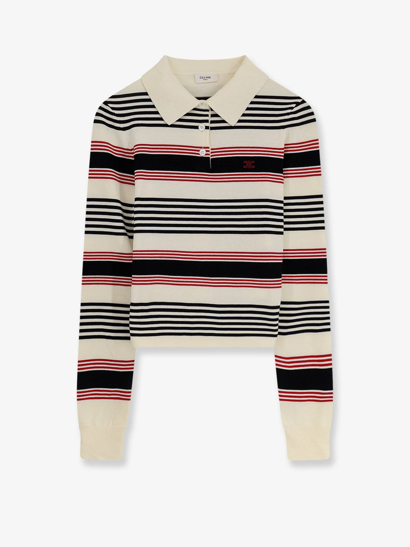 Celine Celine Striped Cotton Polo Sweater - World Class Fashion