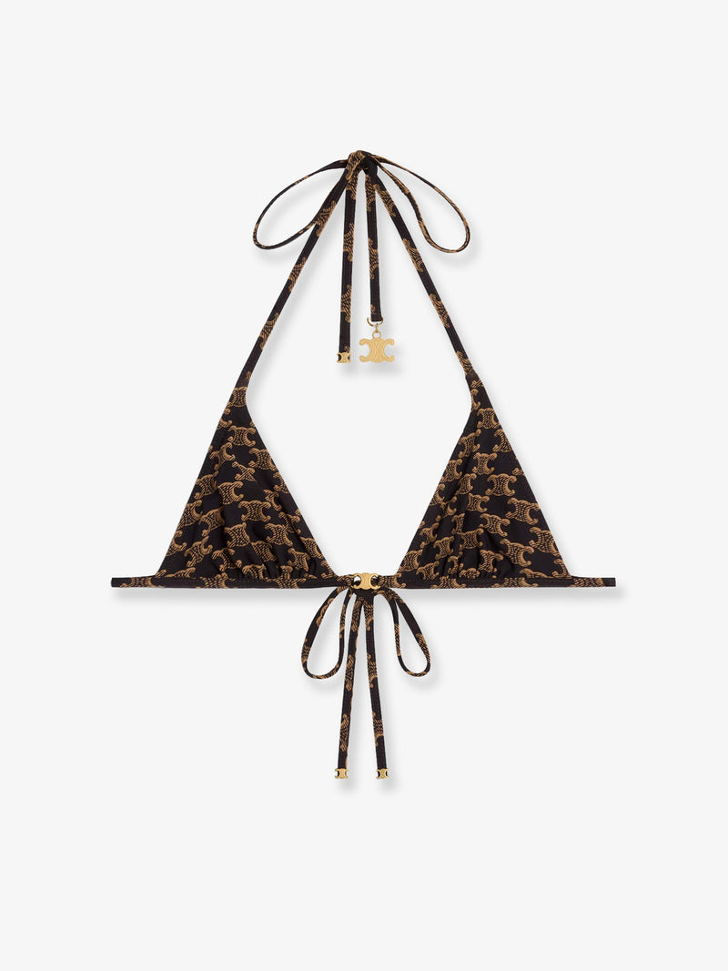 Celine Celine Jersey Bikini Top with Monogram Print Brown - World Class Fashion