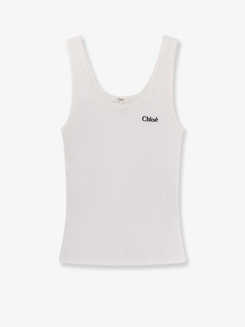 Chloe Chloe Top de tirantes de algodón acanalado blanco - World Class Fashion