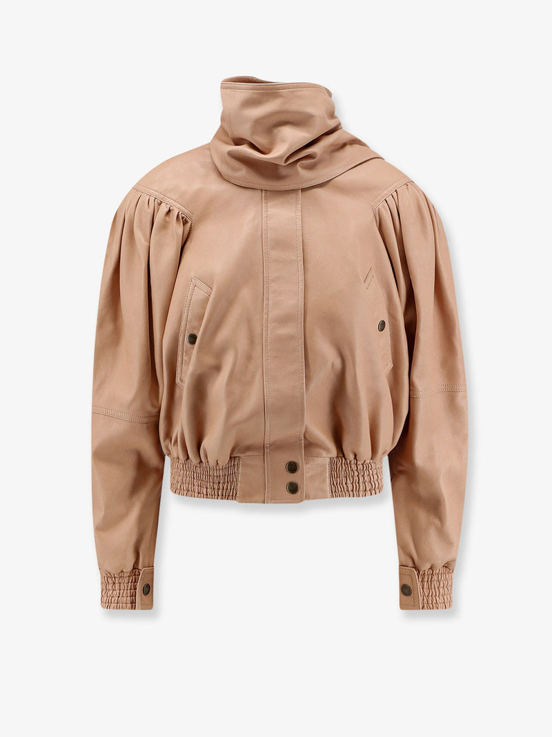 Chloe Chloe Leather Jacket with Stitched Profiles Pink - World Class Fashion