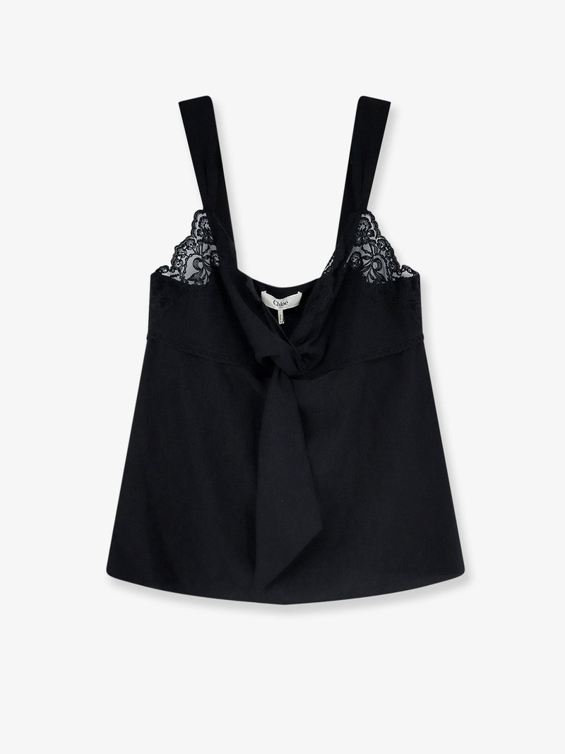 Chloe Chloe Silk Top with Lace Black Women - World Class Fashion
