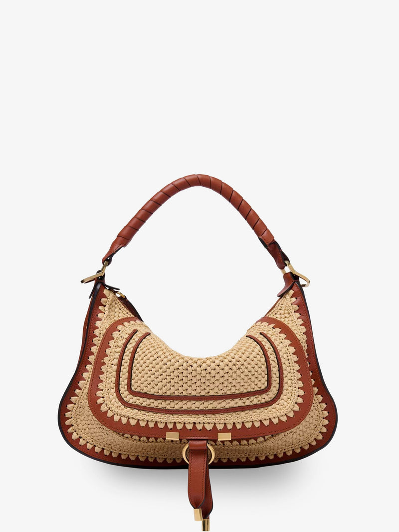 Chloe Chloe Marcie Raffia Shoulder Bag Beige - World Class Fashion
