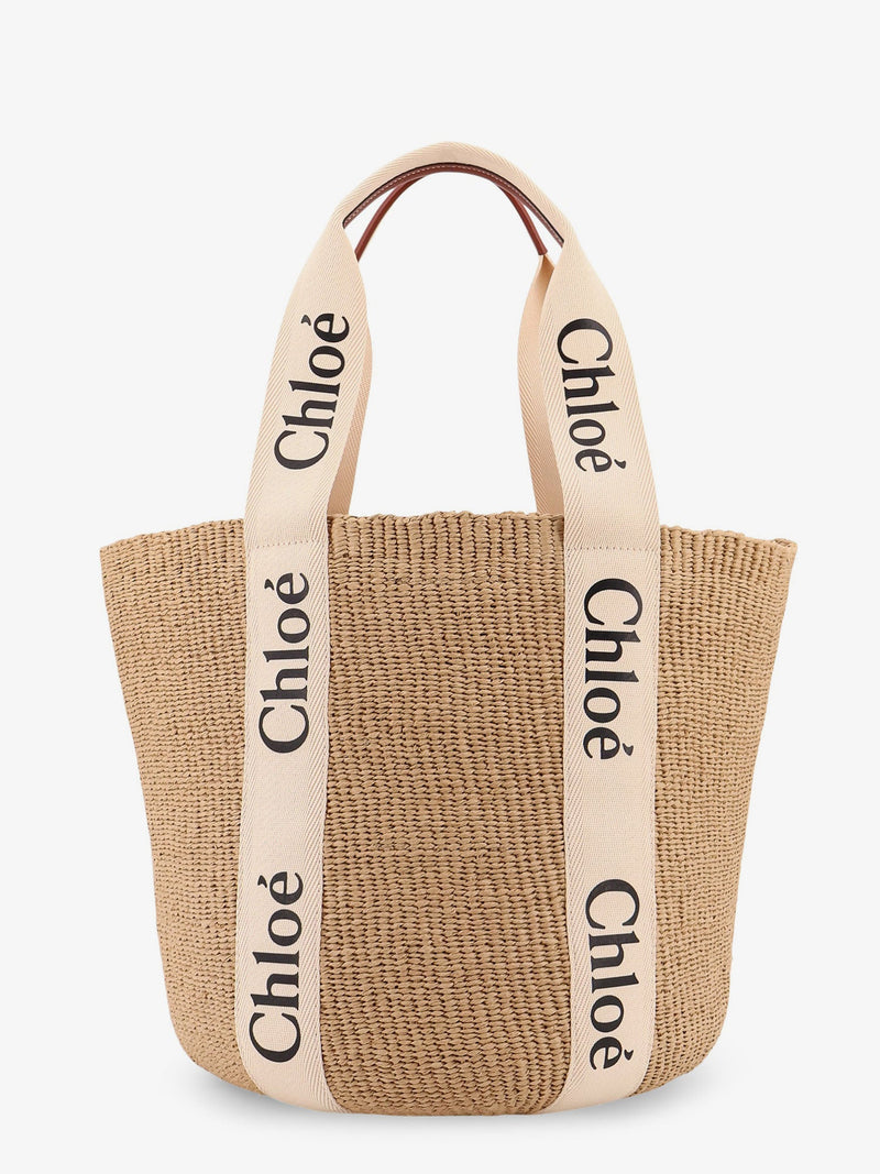 Chloe Bolso de hombro Chloe Woody Raffia Beige - World Class Fashion