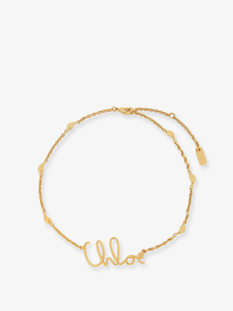 Chloe Chloe Brass Necklace with Logo Gold - World Class Fashion