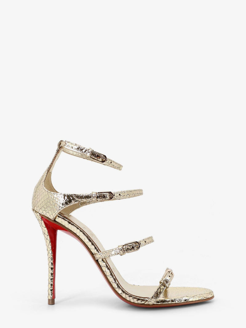 Christian Louboutin Christian Louboutin Millenium 100 Python Leather Sandals Gold - World Class Fashion