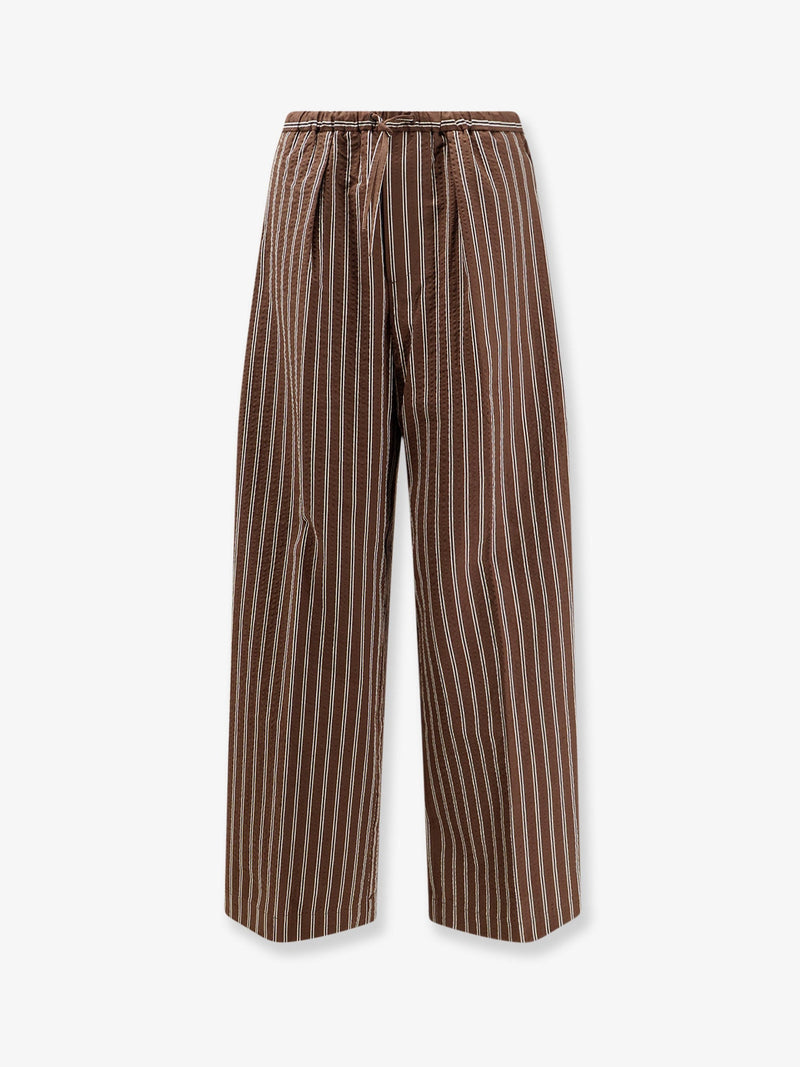 Closed Closed Wynston Striped Cotton Trousers Brown - World Class Fashion
