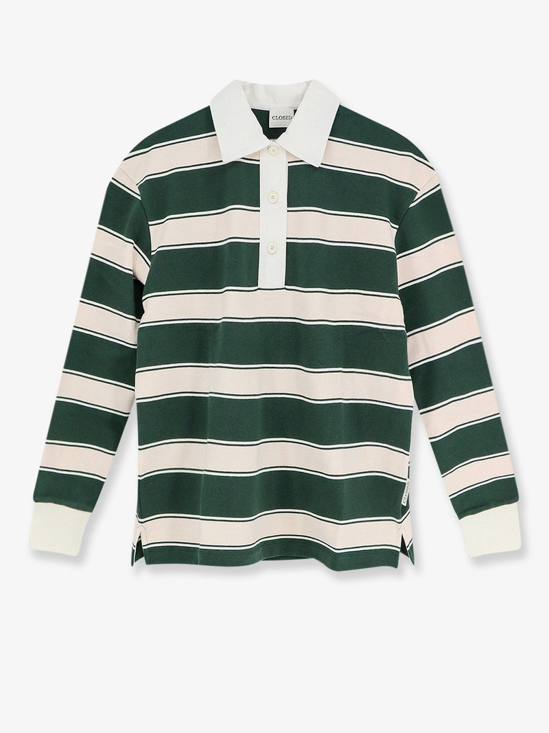 Closed Closed Striped Cotton Rugby Polo Shirt Green - World Class Fashion