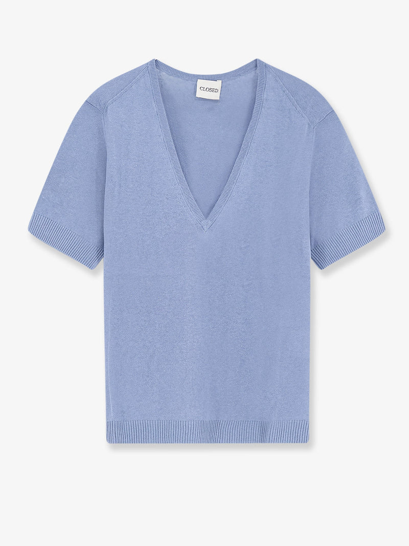 Closed Closed Linen and Cotton Blend Sweater Blue - World Class Fashion