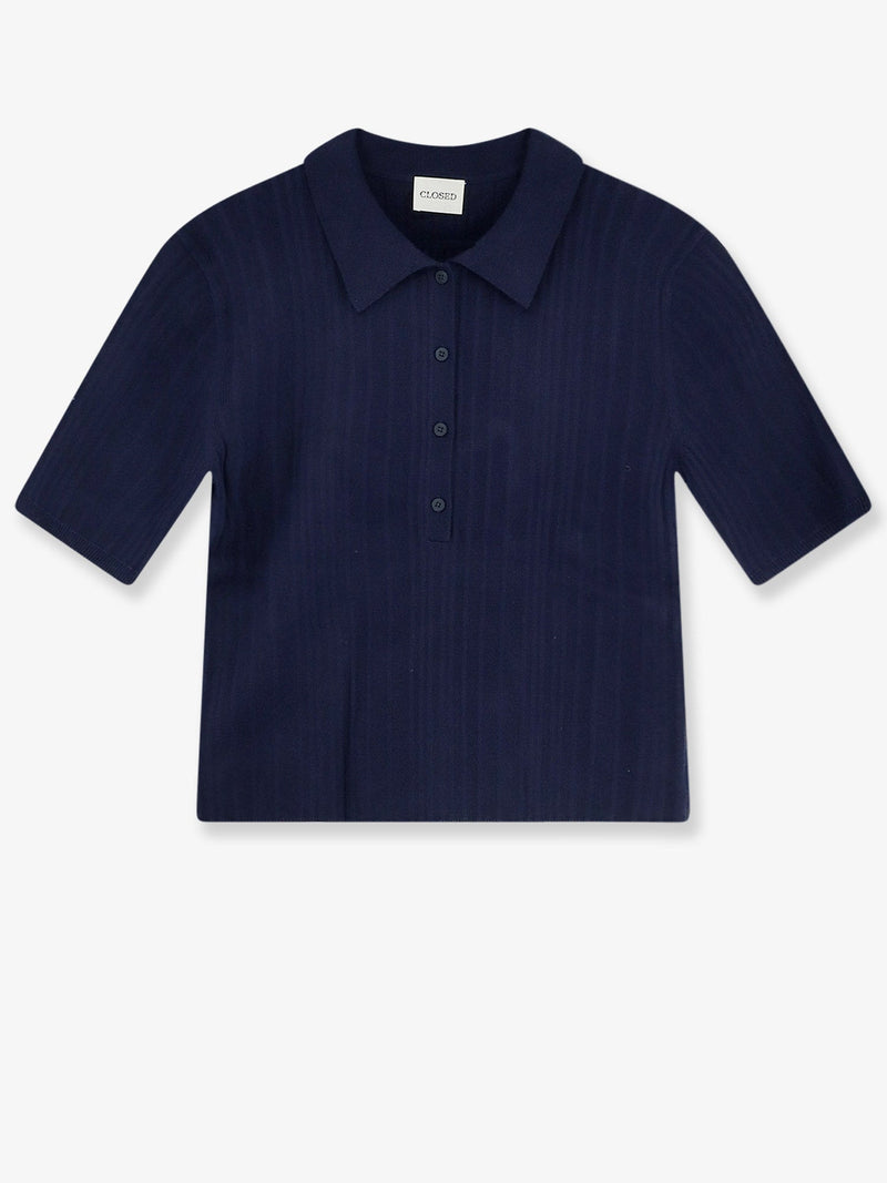 Closed Closed Cotton Cashmere Wool Polo Shirt Blue - World Class Fashion