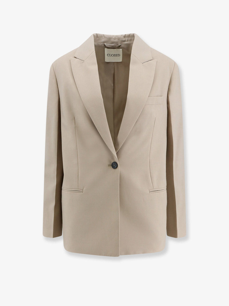Closed Closed Virgin Wool Blend Blazer Beige - World Class Fashion