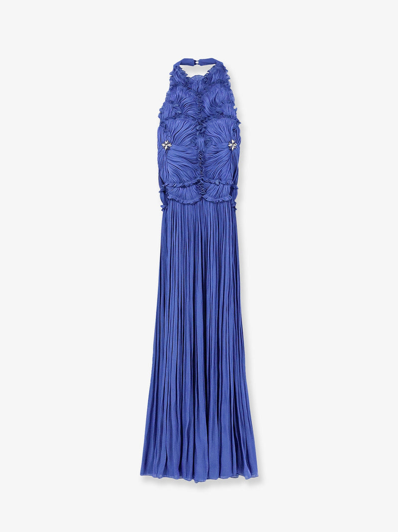 Costarellos Costarellos Lurex Georgette Long Dress - World Class Fashion