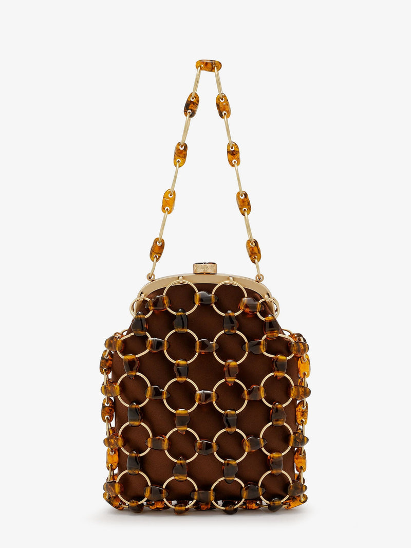 Cult Gaia Cult Gaia Brielle Wristlet Leather Handbag Caramel Tortoise - World Class Fashion