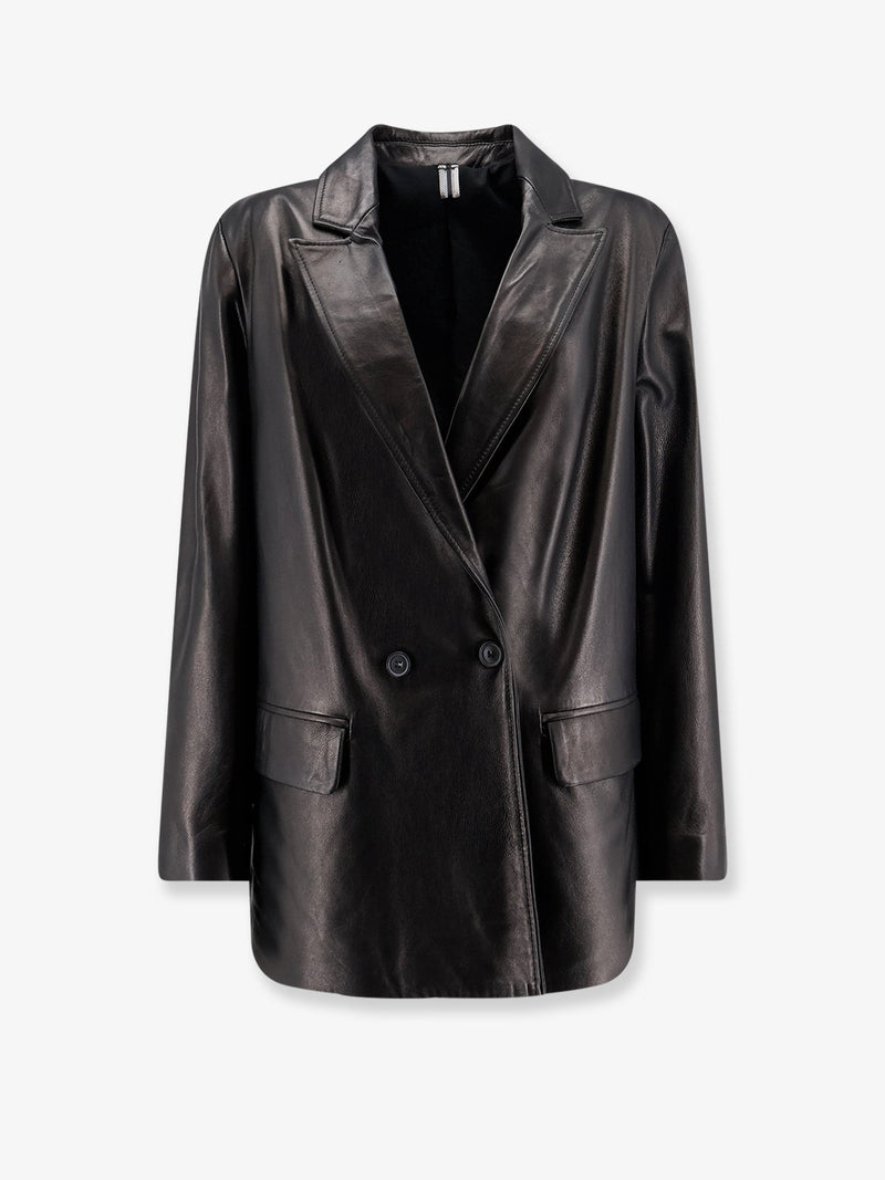 Dfour Dfour Leather Double-Breasted Jacket Black Women - World Class Fashion