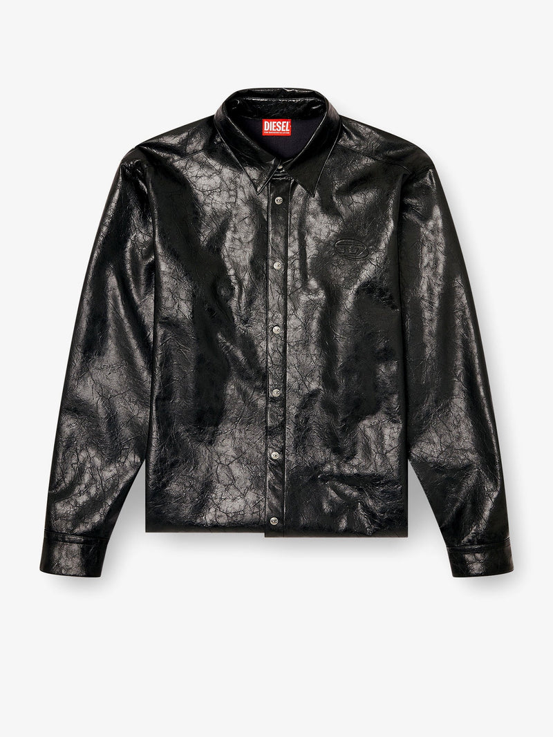 Diesel Diesel S-Simply-Qmbu Faux-Leather Shirt Black - World Class Fashion