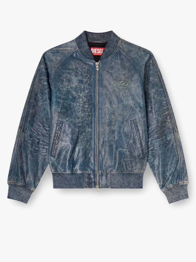 Diesel Diesel L-Cobb Leather Jacket Blue - World Class Fashion