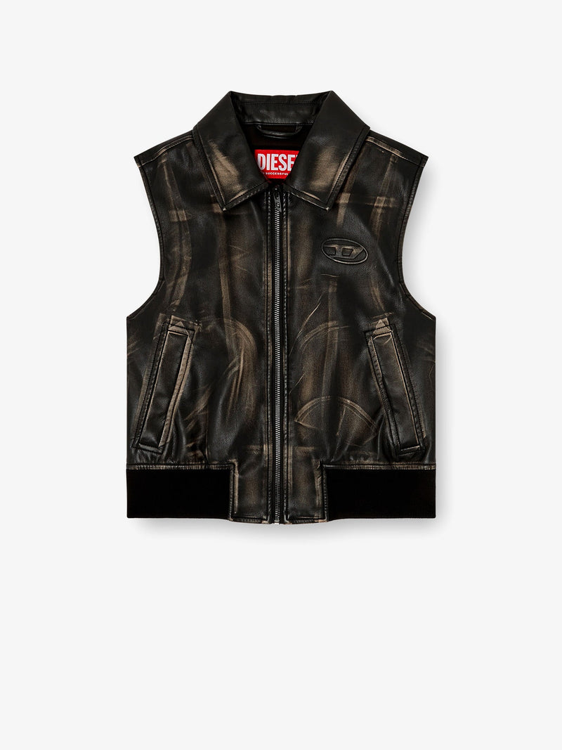 Diesel Chaqueta sin mangas de piel sintética G-Inko de Diesel, color marrón - World Class Fashion