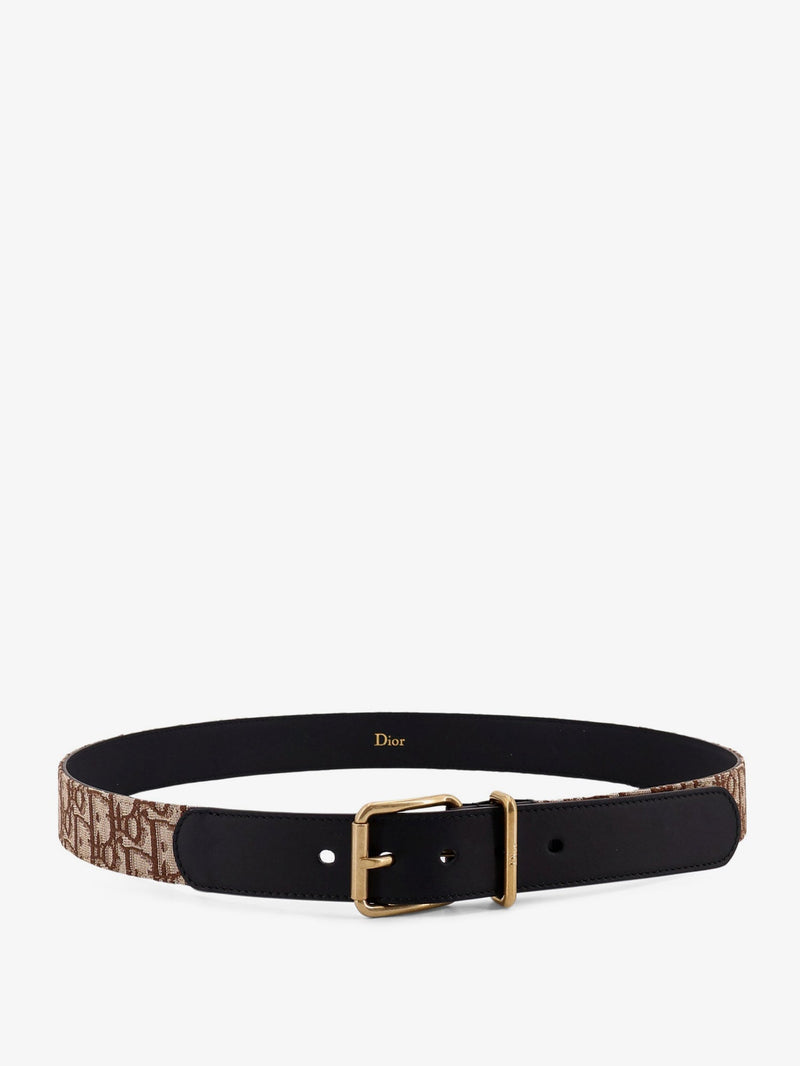Dior Dior Leather Belt with Dior Oblique Logo Beige - World Class Fashion