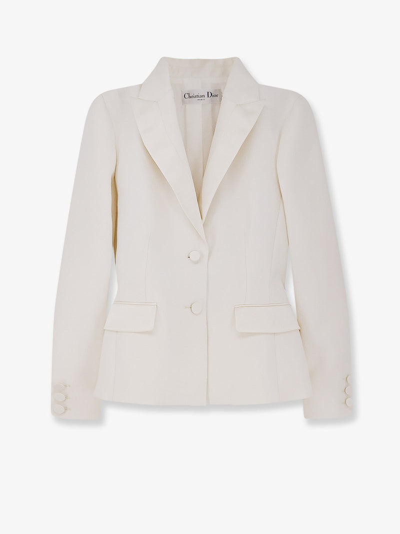 Dior Chaqueta Dior de mezcla de lana y seda blanca para mujer - World Class Fashion