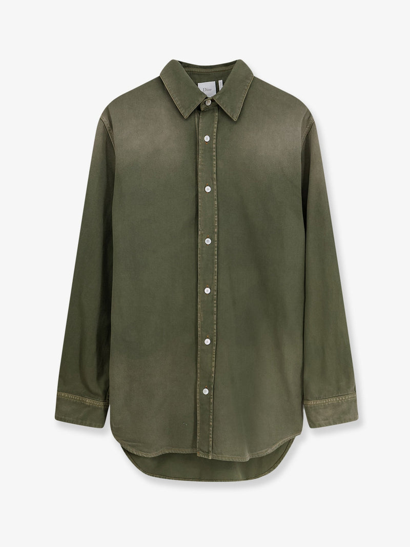 Dior Dior Cotton Shirt with Suede Patch Green - World Class Fashion