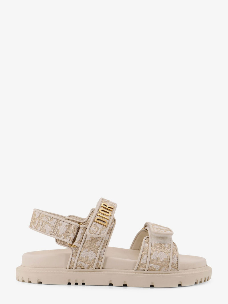 Dior Dior Lurex Dioract Flat Sandals Beige - World Class Fashion