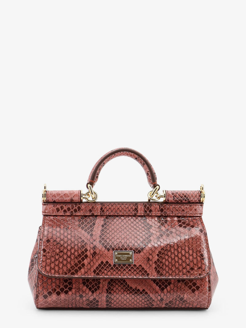 Dolce & Gabbana Bolso de mano mini Sicily de pitón brillante rosa de Dolce & Gabbana - World Class Fashion