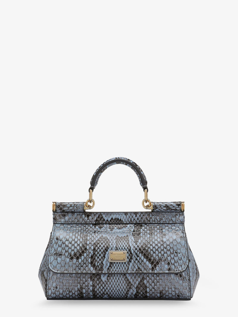 Dolce & Gabbana Bolso de mano mini Sicily de pitón brillante azul de Dolce & Gabbana - World Class Fashion