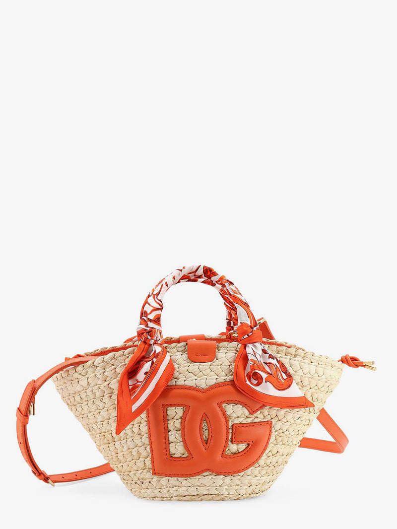 Dolce & Gabbana Dolce & Gabbana Maiolica Leather Raffia Bag Orange - World Class Fashion
