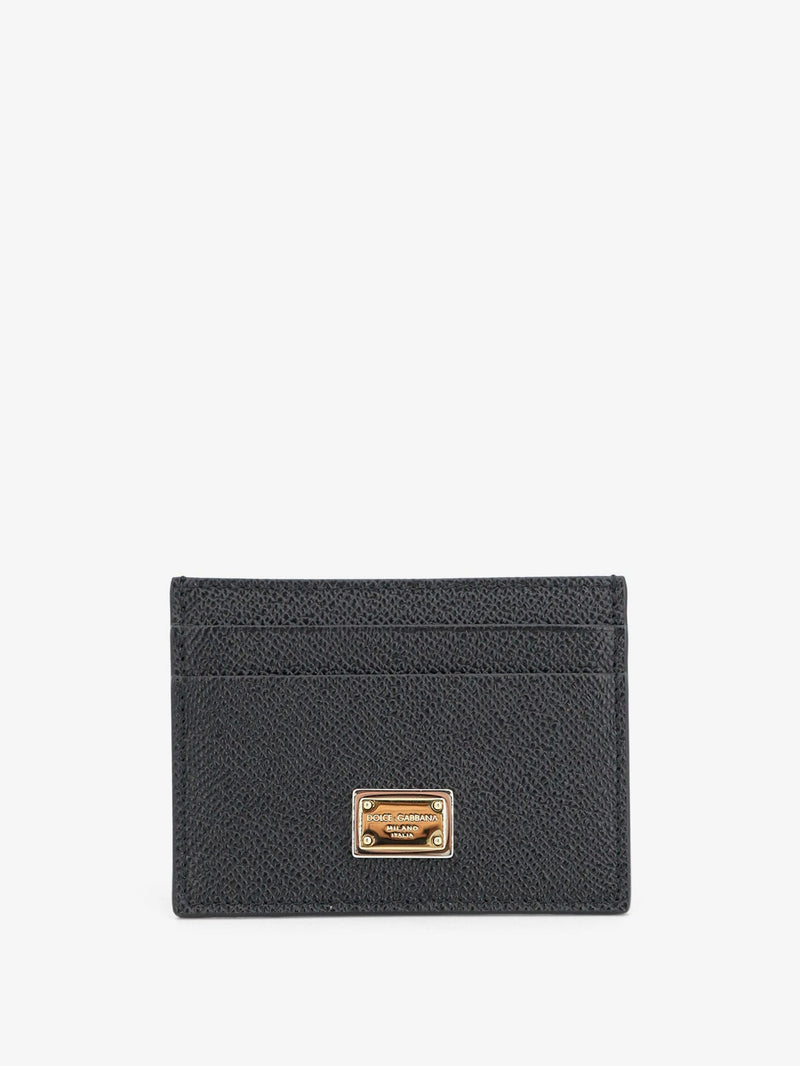 Dolce & Gabbana Dolce & Gabbana Hammered Leather Card Holder Black - World Class Fashion
