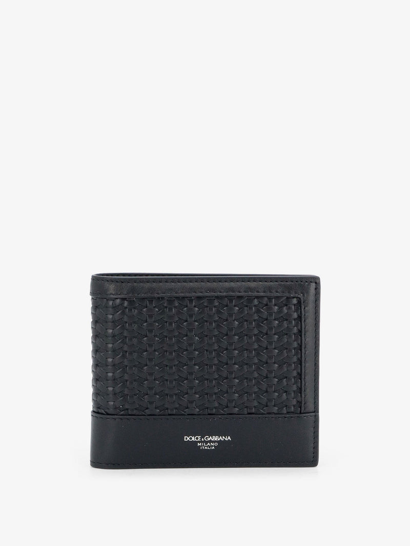 Dolce & Gabbana Dolce & Gabbana Leather Wallet with Woven Pattern Black - World Class Fashion