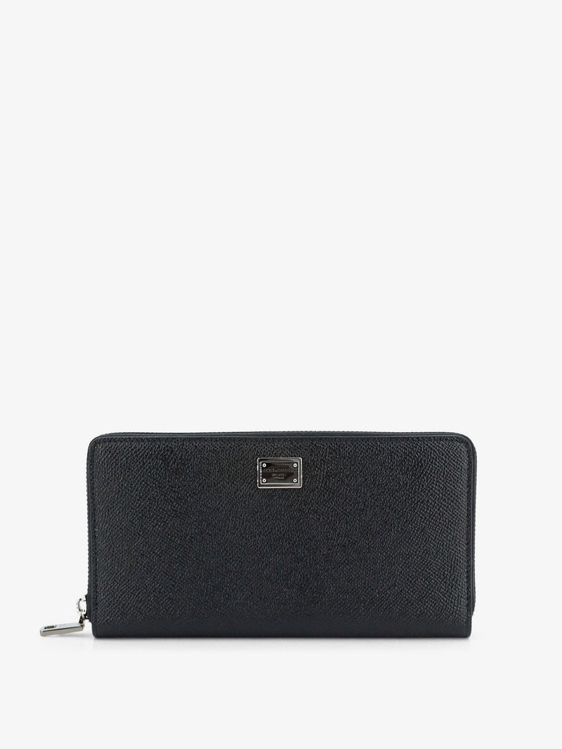 Dolce & Gabbana Dolce & Gabbana Hammered Leather Wallet Black - World Class Fashion