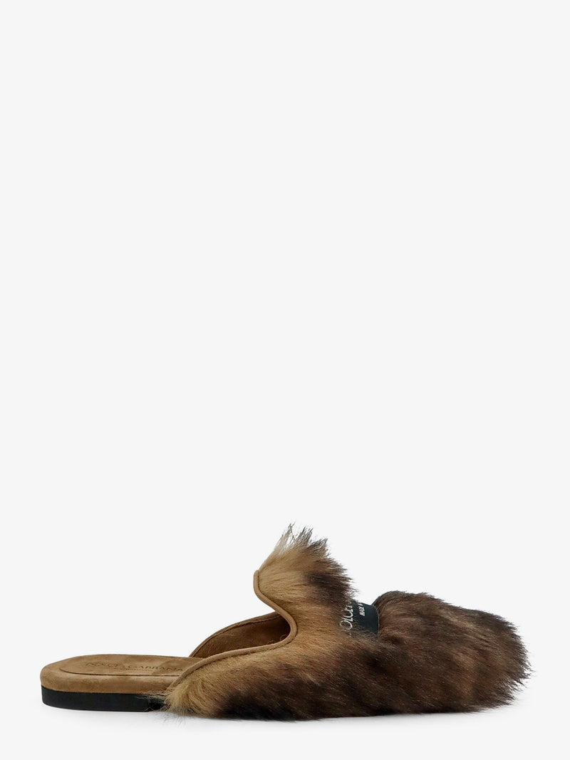 Dolce & Gabbana Dolce & Gabbana Shearling and Suede Sandals Brown - World Class Fashion