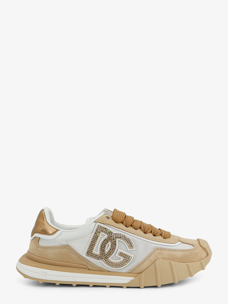 Dolce & Gabbana Zapatillas Dolce & Gabbana de nailon y ante para mujer, color beige - World Class Fashion