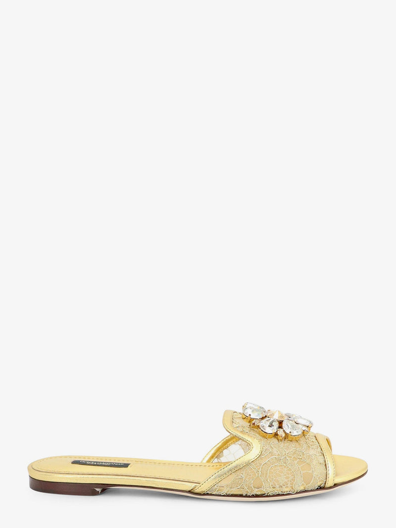 Dolce & Gabbana Dolce & Gabbana Rainbow Lace Lurex Sandals Gold - World Class Fashion