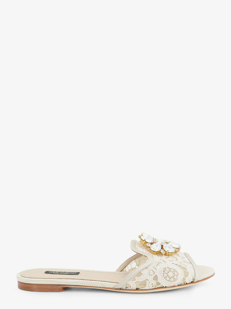 Dolce & Gabbana Dolce & Gabbana Rainbow Lurex Lace Sandals White - World Class Fashion