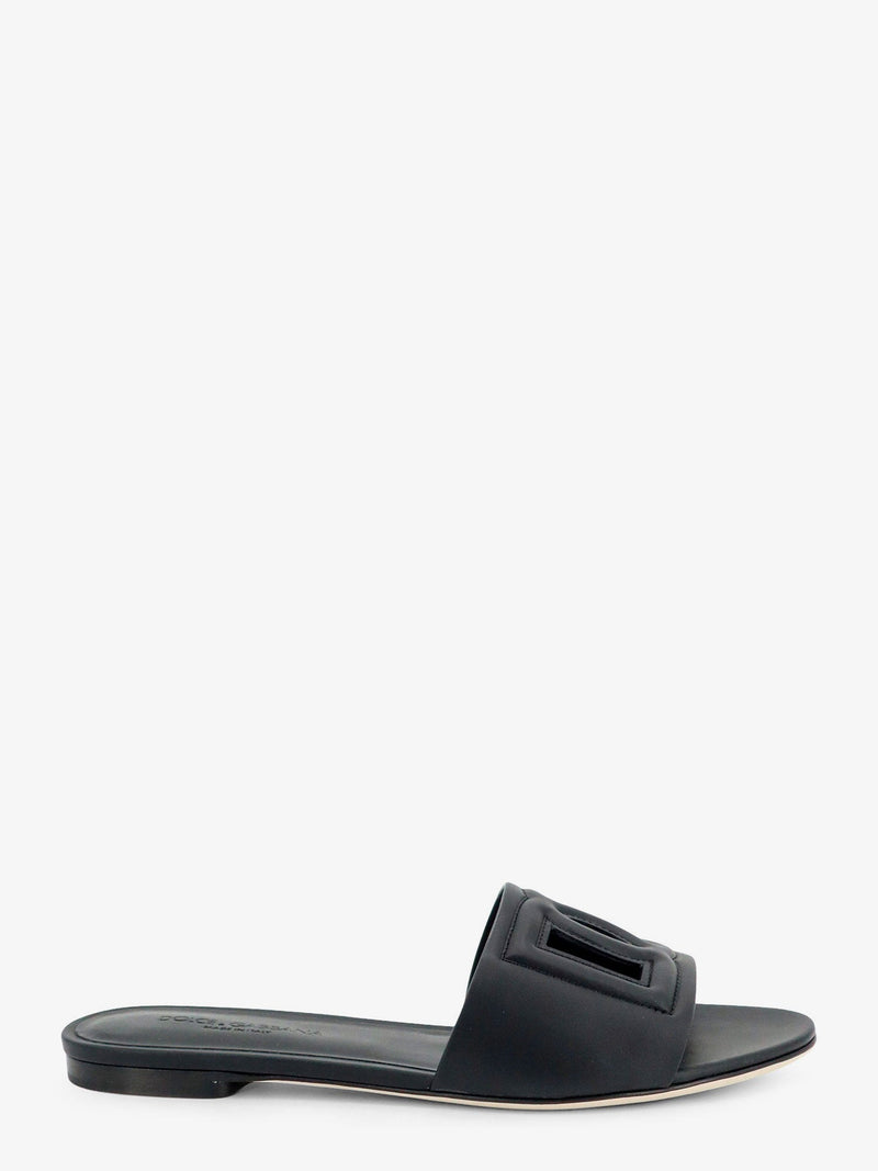 Dolce & Gabbana Dolce & Gabbana Leather Sandals with DG Logo Black - World Class Fashion