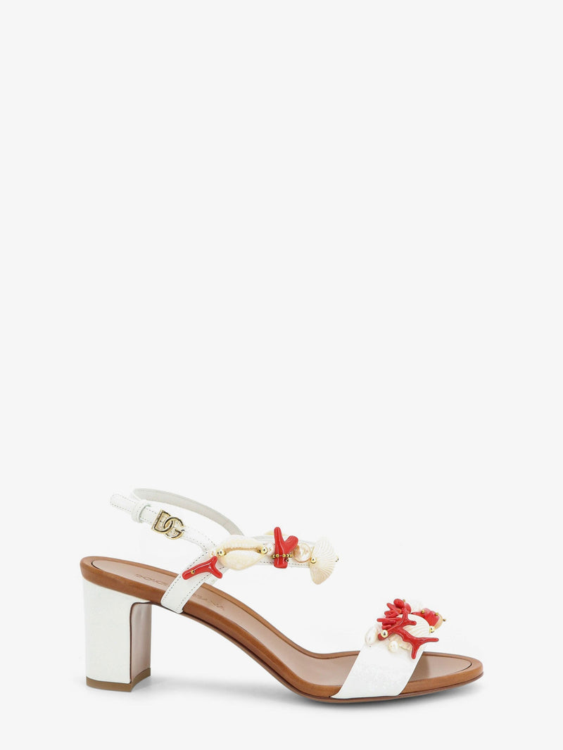 Dolce & Gabbana Dolce & Gabbana Leather Sandals Sea Coral White - World Class Fashion