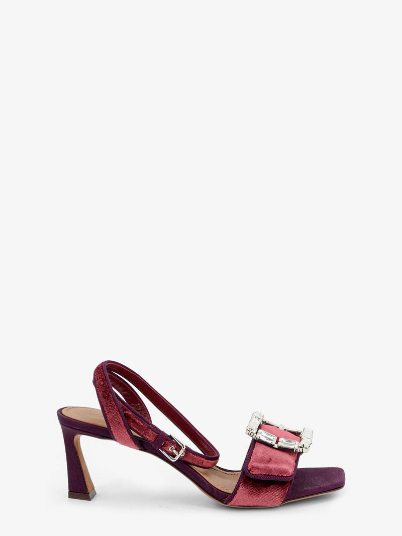 Dolce & Gabbana Dolce & Gabbana Velvet Sandals with Strass Detail Purple - World Class Fashion
