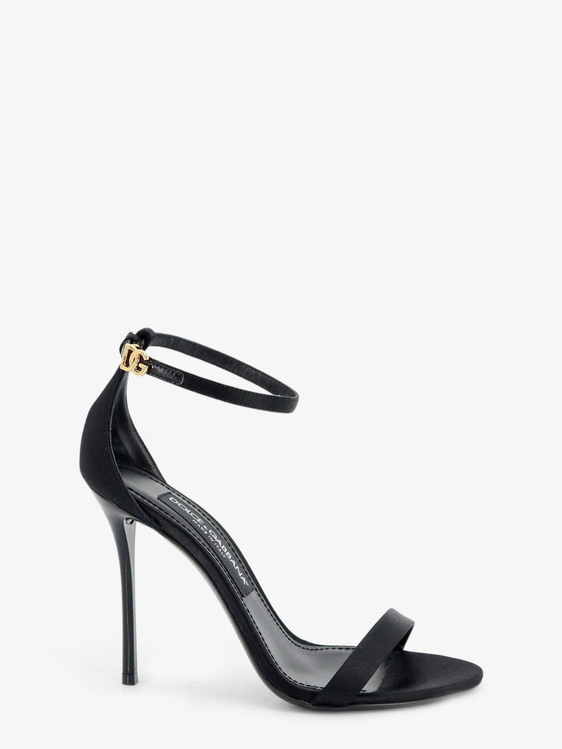 Dolce & Gabbana Dolce & Gabbana Satin Sandals with Metal DG Logo Black - World Class Fashion