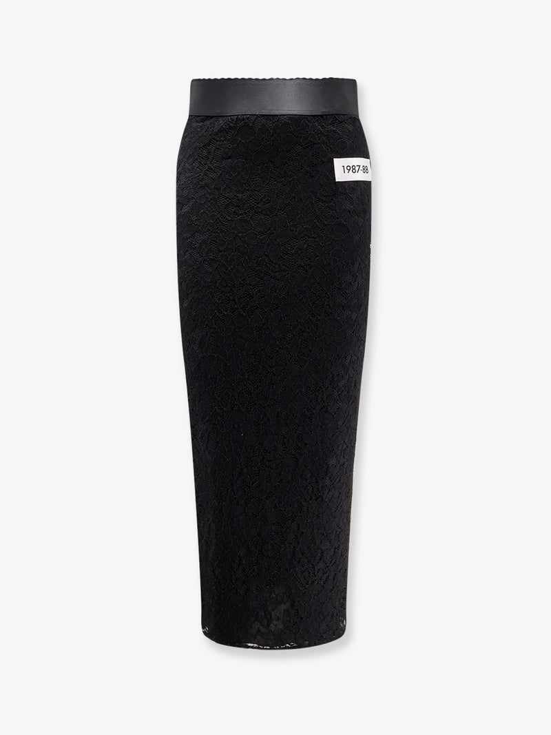 Dolce & Gabbana Dolce & Gabbana Falda midi de encaje negra - World Class Fashion