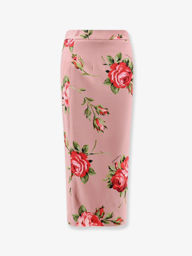 Dolce & Gabbana Dolce & Gabbana Falda Larga de Seda Elástica Rosa - World Class Fashion