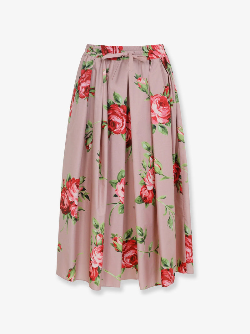 Dolce & Gabbana Dolce & Gabbana Falda de algodón con estampado de rosas Rosa - World Class Fashion