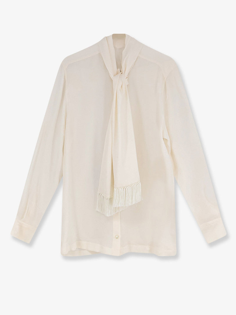 Dolce & Gabbana Dolce & Gabbana Silk Shirt with Tie Band Beige - World Class Fashion