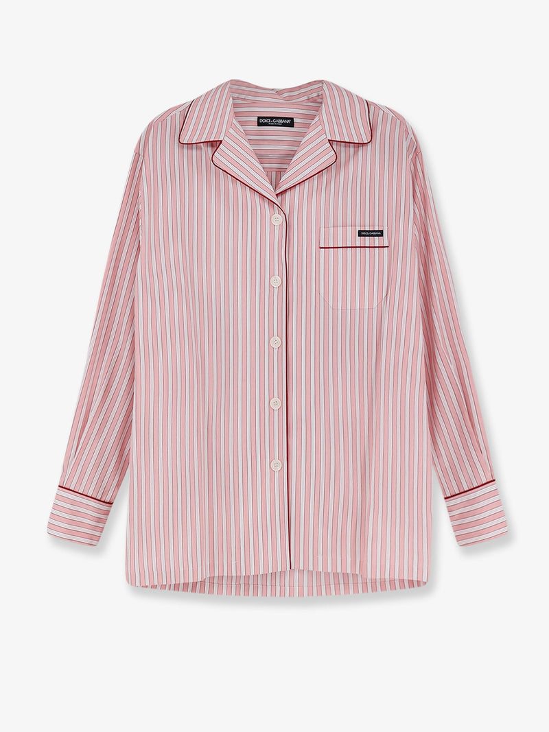 Dolce & Gabbana Dolce & Gabbana Striped Cotton Pajama Shirt Pink - World Class Fashion