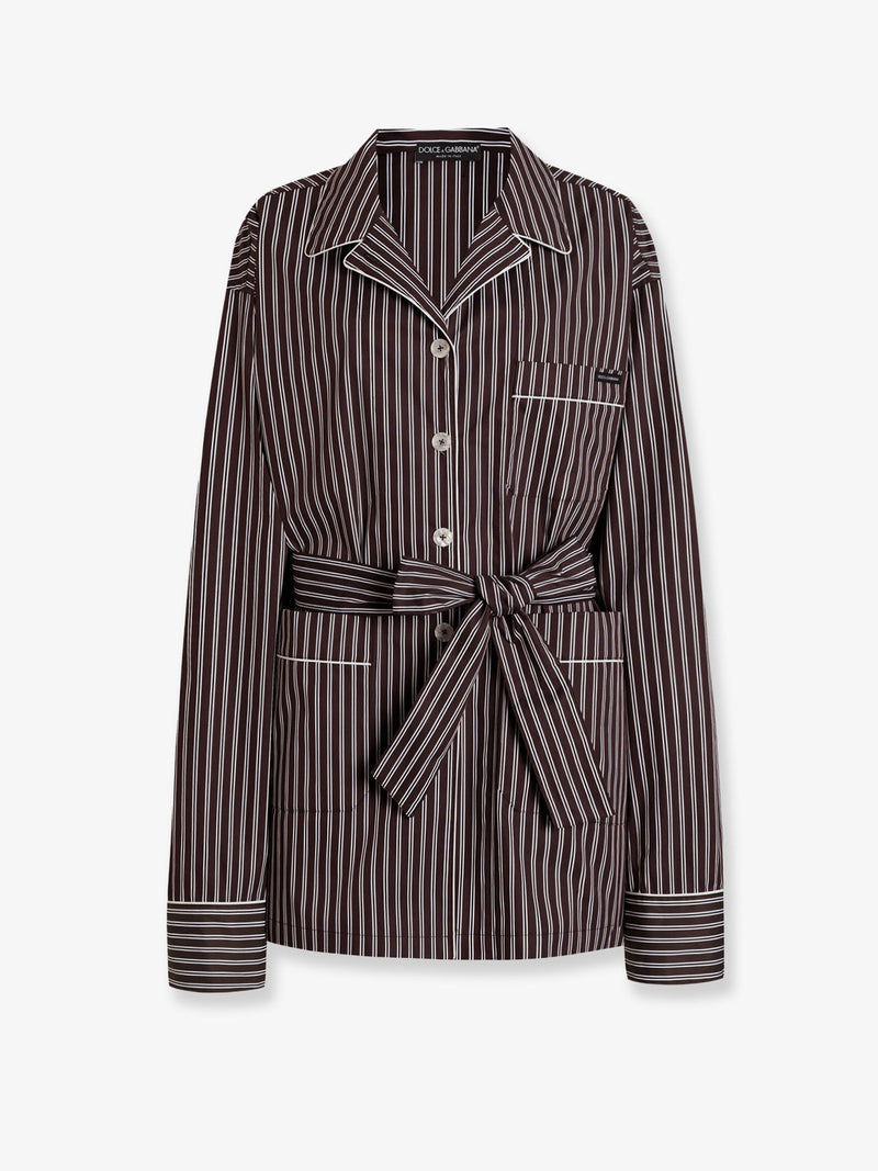 Dolce & Gabbana Dolce & Gabbana Pajama Shirt Poplin Brown Women - World Class Fashion