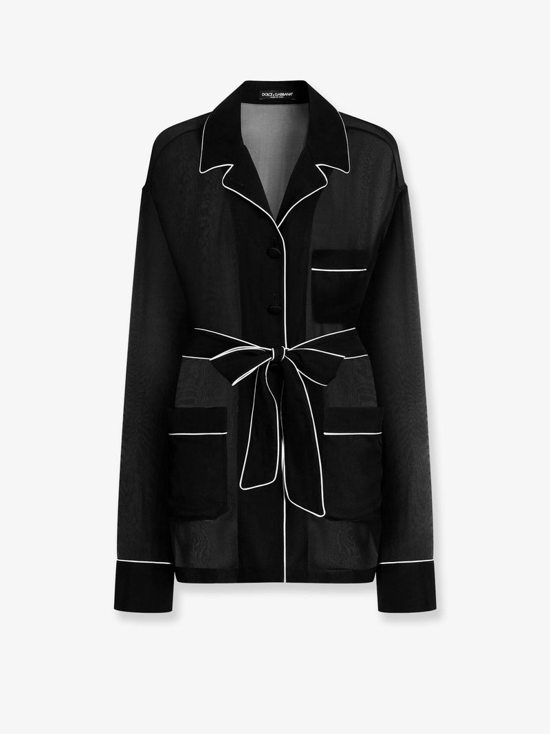 Dolce & Gabbana Dolce & Gabbana Vanity Pajamas Chiffon Shirt Black - World Class Fashion