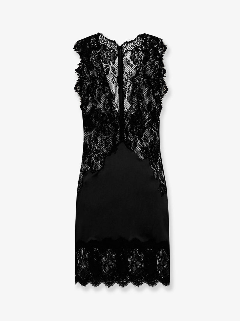 Dolce & Gabbana Vestido de Dolce & Gabbana de encaje y satén negro - World Class Fashion