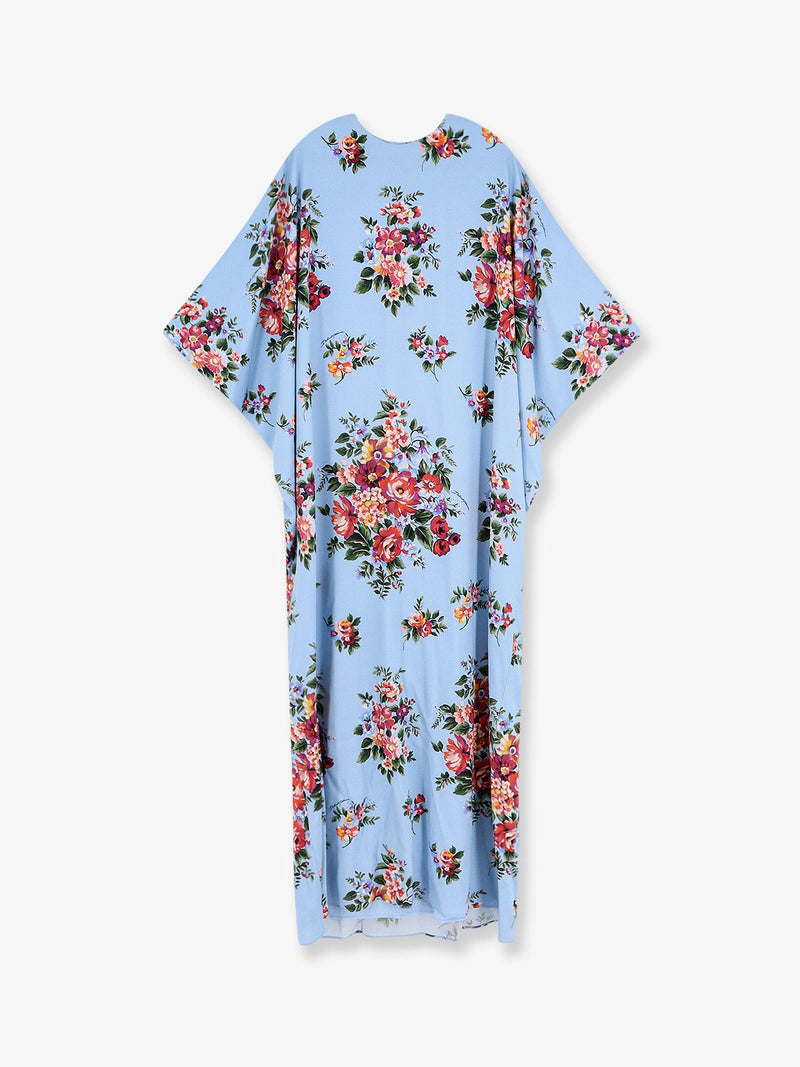 Dolce & Gabbana Dolce & Gabbana Long Charmeuse Dress Mazzo Di Fiori Blue - World Class Fashion