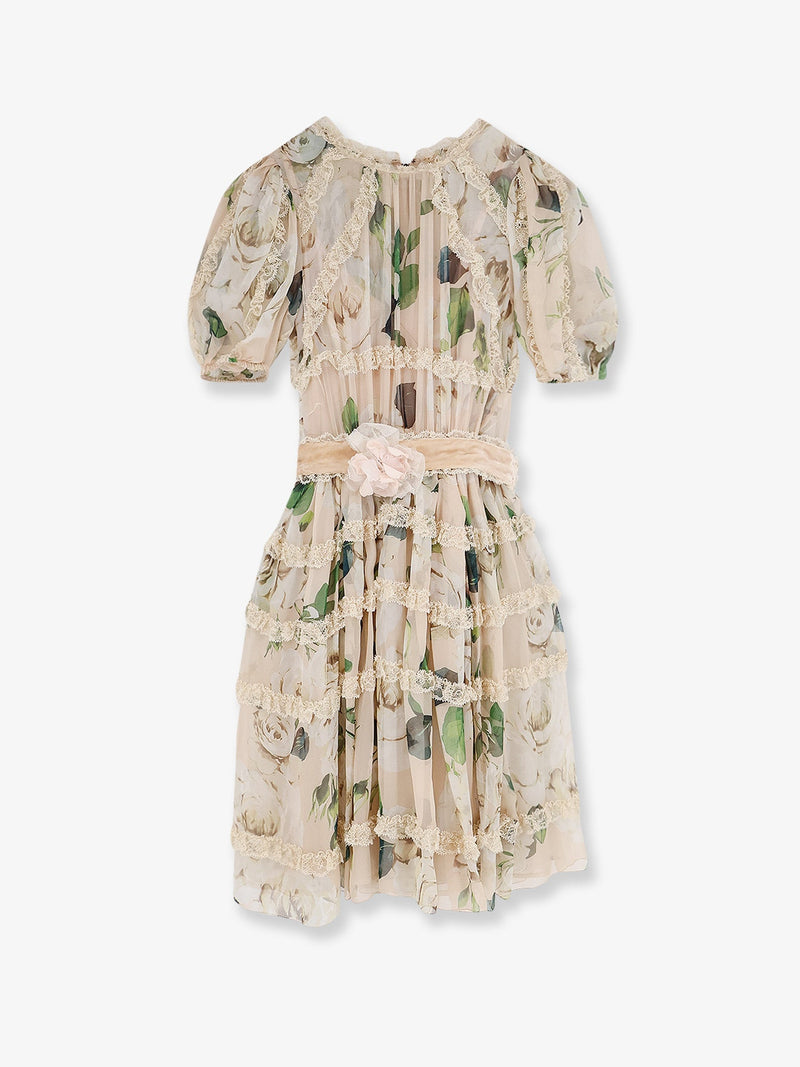 Dolce & Gabbana Dolce & Gabbana Silk and Viscose Dress Beige - World Class Fashion