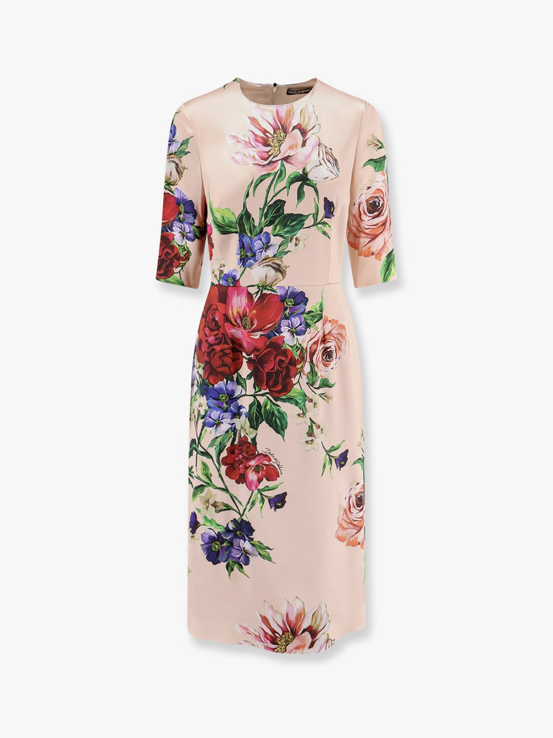 Dolce & Gabbana Dolce & Gabbana Satin Dress Iconic Floral Print - World Class Fashion