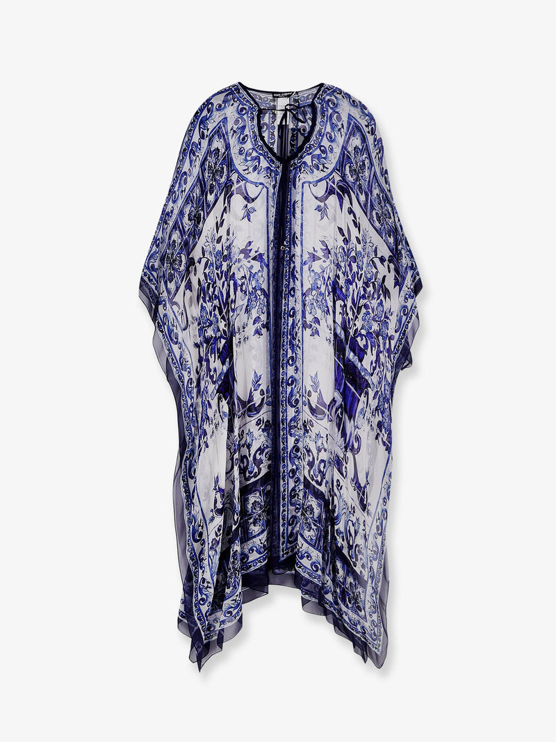 Dolce & Gabbana Dolce & Gabbana Vestido Kaftán de Seda Azul para Mujer - World Class Fashion